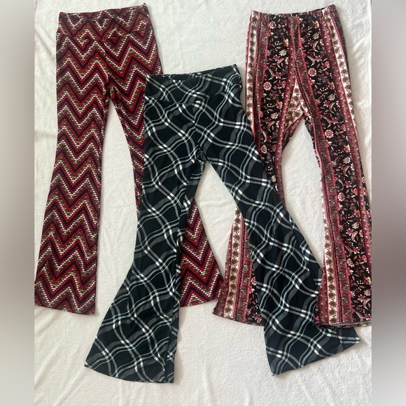 Trendy Flared Pants Bundle - Red, Black, Floral - Picture 1 of 5